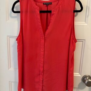 Adrianna Papell Coral Sleeveless Button-Up Blouse Top Size L